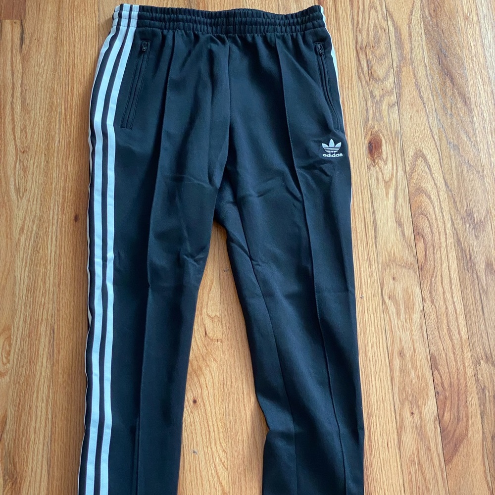 Adidas black and white track pants
